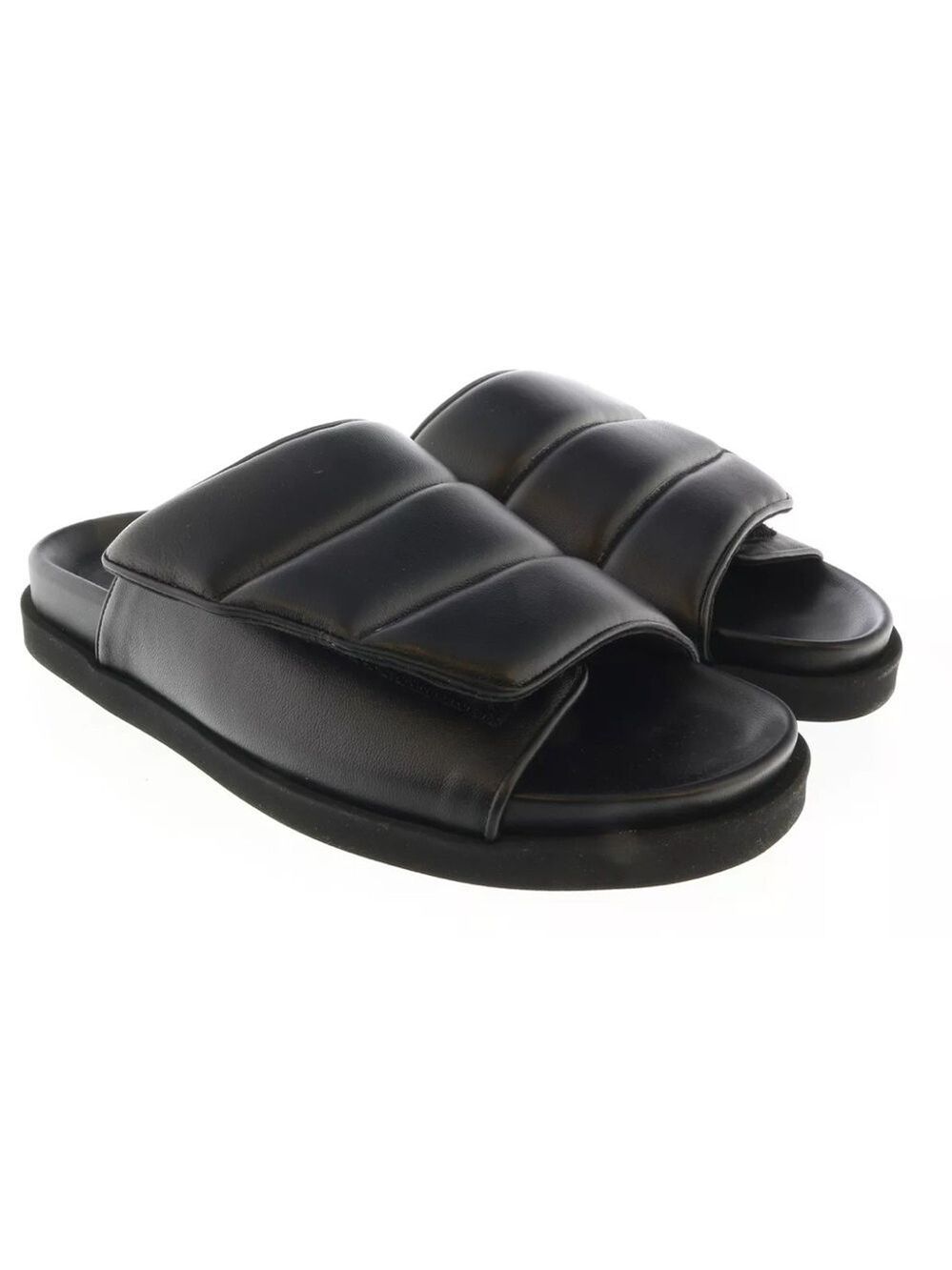 Gia Borghini Black Padded Leather Platform Slides Mules Size 36.5, US 6 - Picture 5 of 12